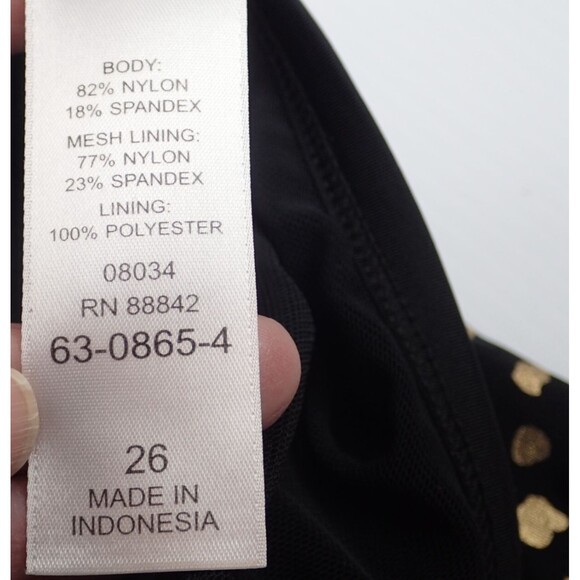 Swimsuits For All Retro Swim Dress Women's Plus Size 26 Black Gold Foil Flowy - Picture 10 of 10